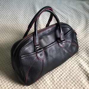 Cole Haan Village H04 Black and Purple/ pink Leather Handbag Used with love.